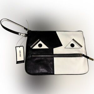 Nine West Black & White Face Wristlet Bag
